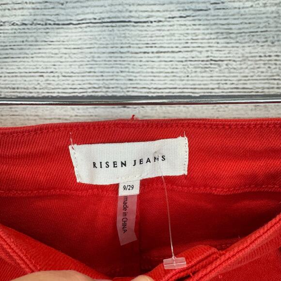 Vibrant Red Straight Leg Jeans - Picture 4 of 11